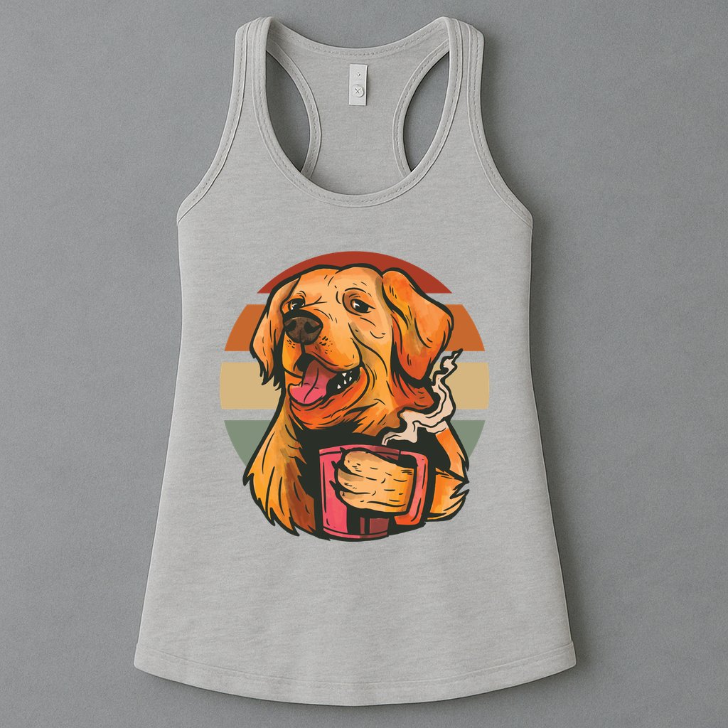 Golden Retriever Dog Coffee Womens Tank Top