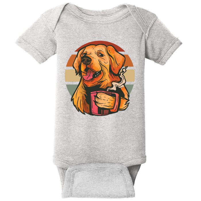 Golden Retriever Dog Coffee Baby Bodysuit