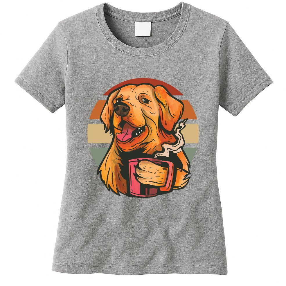 Golden Retriever Dog Coffee Womens T-Shirt
