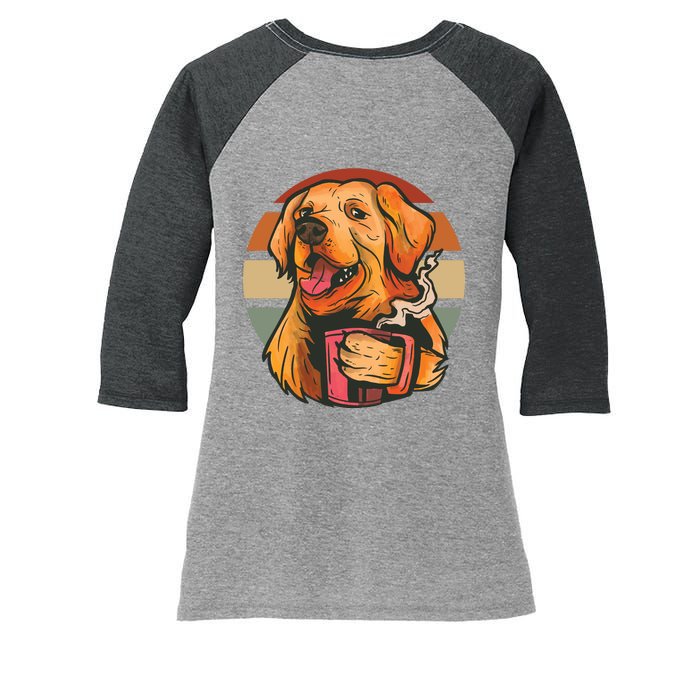 Golden Retriever Dog Coffee Women's Tri-Blend 3/4-Sleeve Raglan Shirt