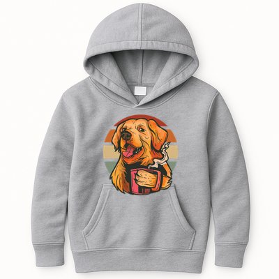 Golden Retriever Dog Coffee Kids Hoodie