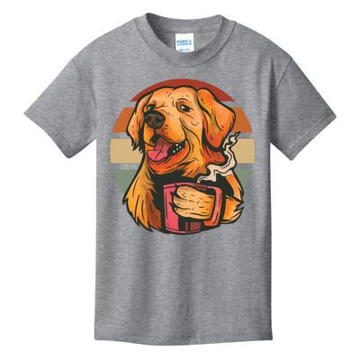 Golden Retriever Dog Coffee Kids T-Shirt