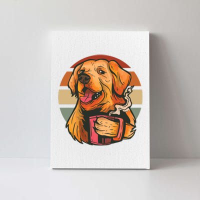 Golden Retriever Dog Coffee Canvas