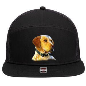 Golden Retriever Dog Portrait 7 Panel Mesh Trucker Snapback Hat