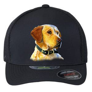 Golden Retriever Dog Portrait Flexfit Unipanel Trucker Cap