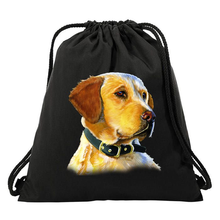 Golden Retriever Dog Portrait Drawstring Bag