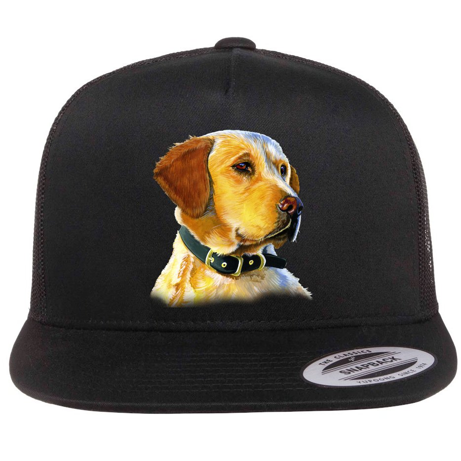 Golden Retriever Dog Portrait Flat Bill Trucker Hat