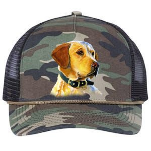 Golden Retriever Dog Portrait Retro Rope Trucker Hat Cap