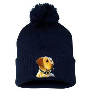 Golden Retriever Dog Portrait Pom Pom 12in Knit Beanie