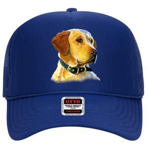 Golden Retriever Dog Portrait High Crown Mesh Back Trucker Hat