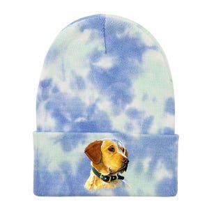 Golden Retriever Dog Portrait Tie Dye 12in Knit Beanie