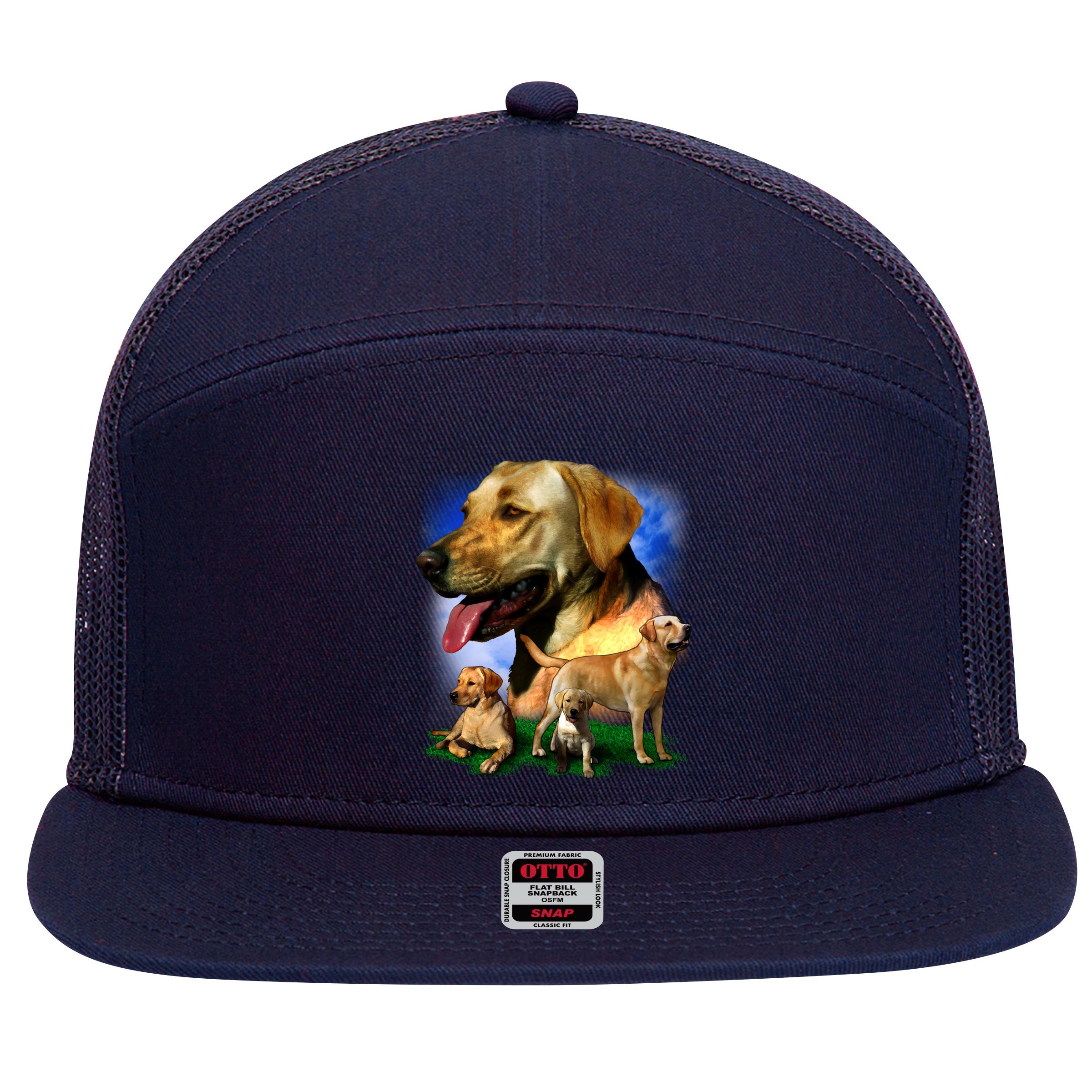 Golden Retriever Family 7 Panel Mesh Trucker Snapback Hat