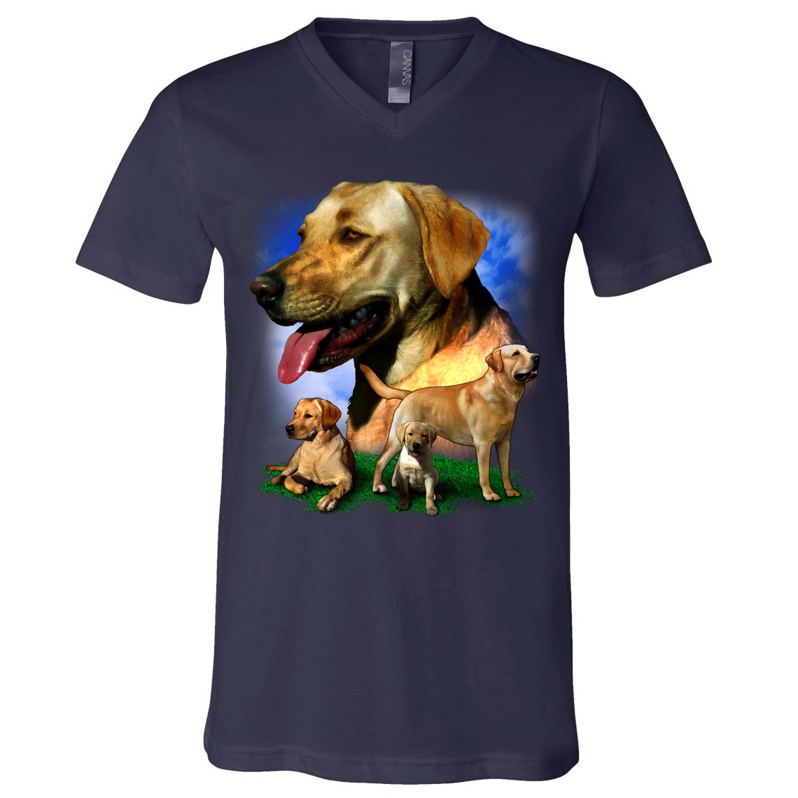 Golden Retriever Family V-Neck T-Shirt