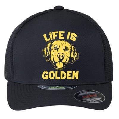 Golden Retriever Life Is Golden  Flexfit Unipanel Trucker Cap
