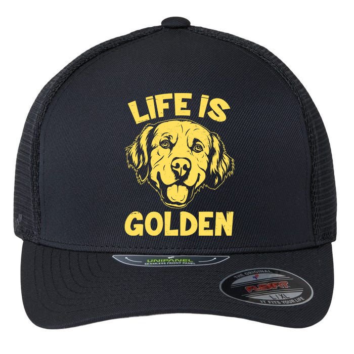 Golden Retriever Life Is Golden  Flexfit Unipanel Trucker Cap