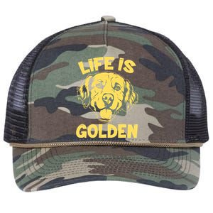 Golden Retriever Life Is Golden  Retro Rope Trucker Hat Cap