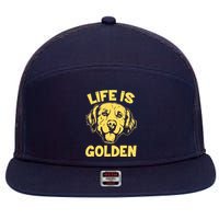 Golden Retriever Life Is Golden  7 Panel Mesh Trucker Snapback Hat