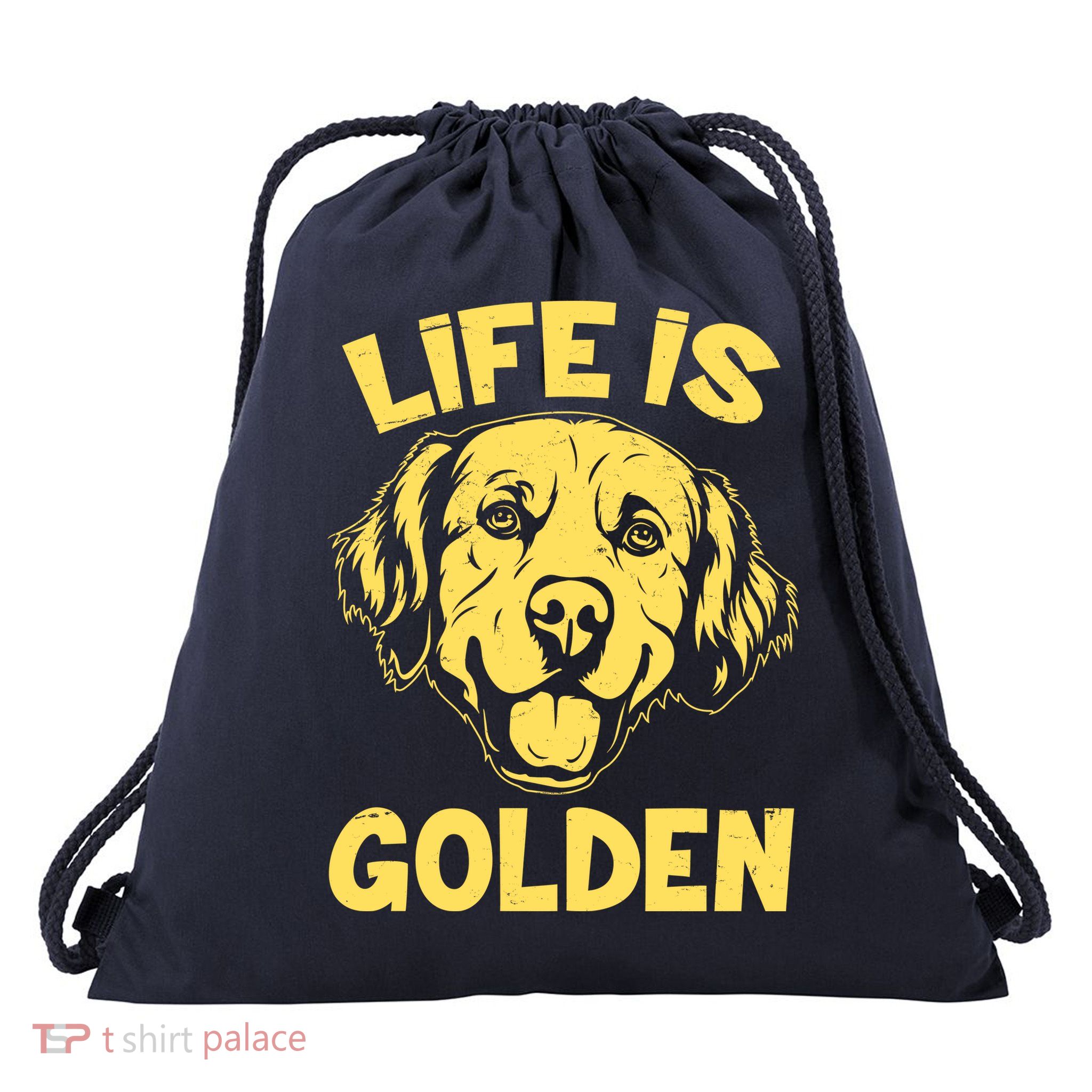 Golden Retriever Life Is Golden  Drawstring Bag