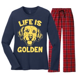 Golden Retriever Life Is Golden  Women's Long Sleeve Flannel Pajama Set 