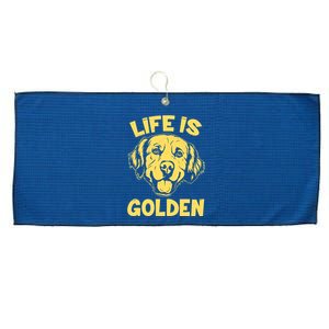 Golden Retriever Life Is Golden  Large Microfiber Waffle Golf Towel