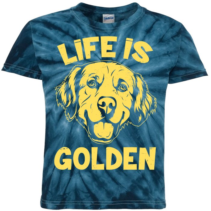 Golden Retriever Life Is Golden  Kids Tie-Dye T-Shirt