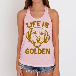 Golden Retriever Life Is Golden  Women's Knotted Racerback Tank