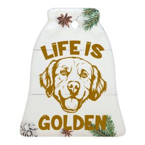 Golden Retriever Life Is Golden  Ceramic Bell Ornament