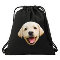 Golden Retriever Pup Face Drawstring Bag