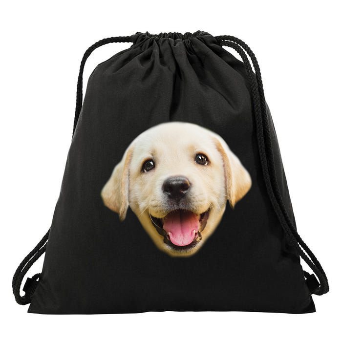 Golden Retriever Pup Face Drawstring Bag