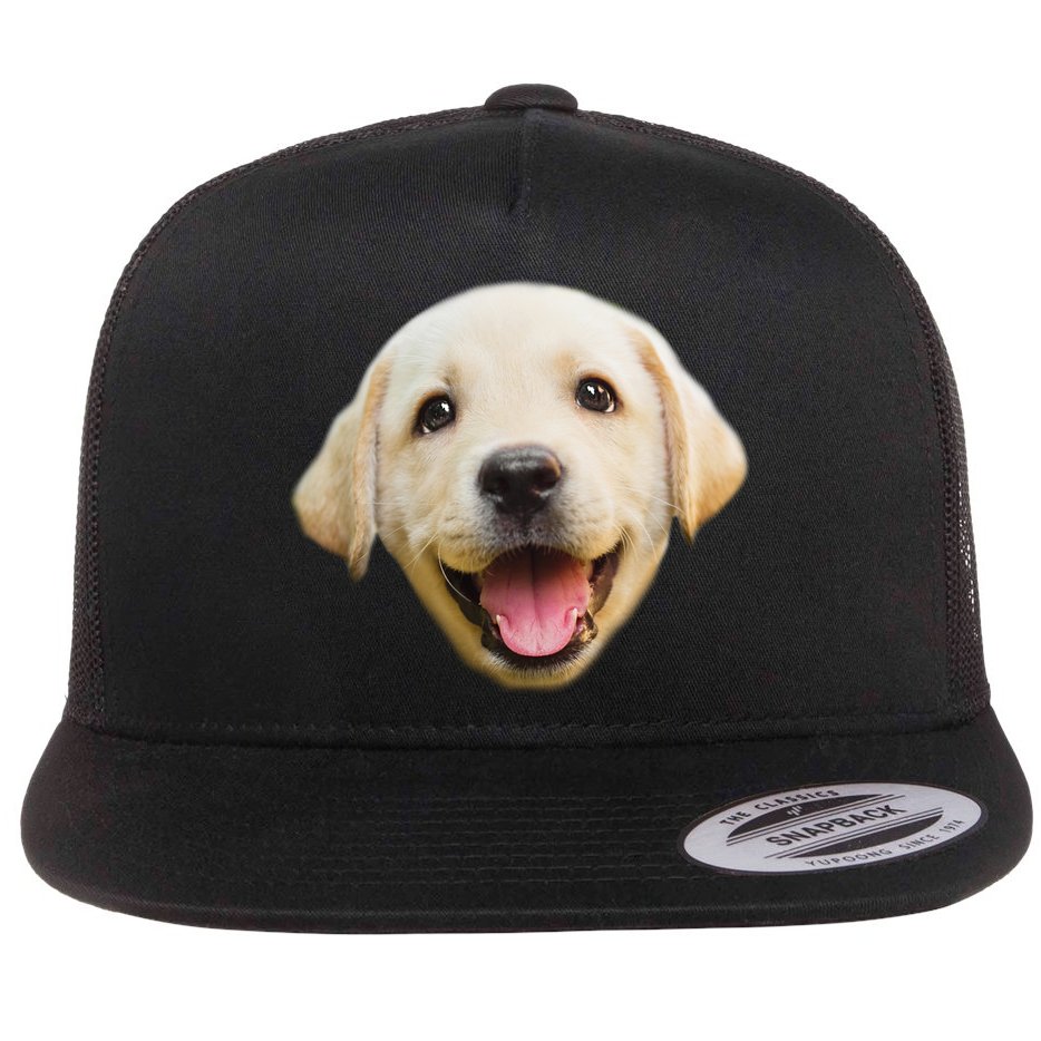 Golden Retriever Pup Face Flat Bill Trucker Hat