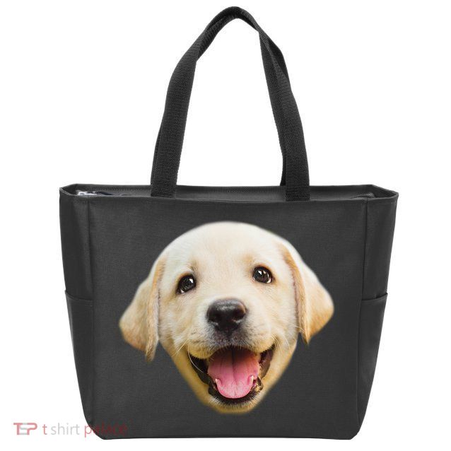 Golden Retriever Pup Face Zip Tote Bag