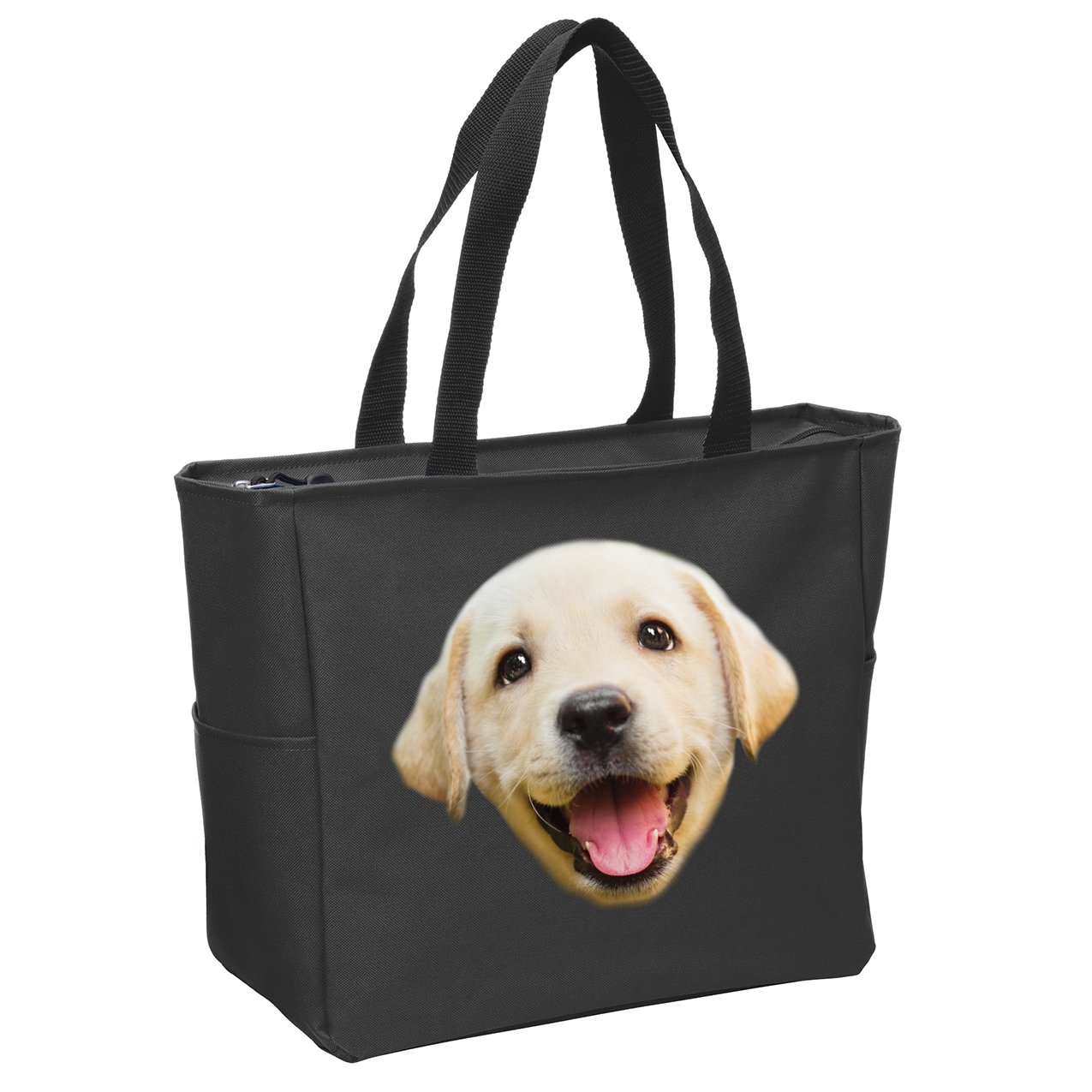 Golden Retriever Pup Face Zip Tote Bag