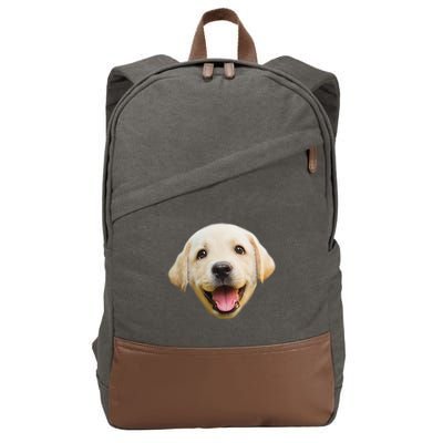 Golden Retriever Pup Face Cotton Canvas Backpack