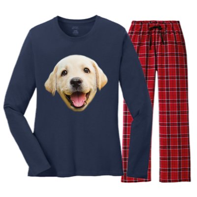 Golden Retriever Pup Face Women's Long Sleeve Flannel Pajama Set 