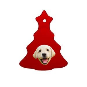 Golden Retriever Pup Face Ceramic Tree Ornament