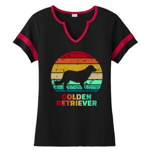 Golden Retriever Retro Silhouette Ladies Halftime Notch Neck Tee