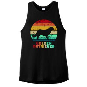 Golden Retriever Retro Silhouette Ladies PosiCharge Tri-Blend Wicking Tank