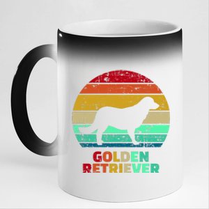 Golden Retriever Retro Silhouette 11oz Black Color Changing Mug