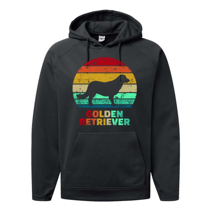 Golden Retriever Retro Silhouette Performance Fleece Hoodie