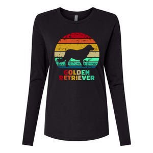 Golden Retriever Retro Silhouette Womens Cotton Relaxed Long Sleeve T-Shirt