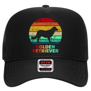 Golden Retriever Retro Silhouette High Crown Mesh Back Trucker Hat