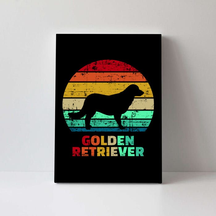 Golden Retriever Retro Silhouette Canvas