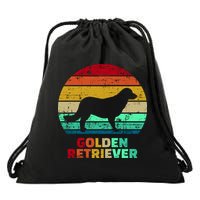 Golden Retriever Retro Silhouette Drawstring Bag