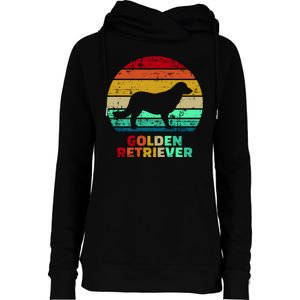 Golden Retriever Retro Silhouette Womens Funnel Neck Pullover Hood