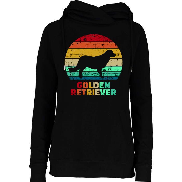 Golden Retriever Retro Silhouette Womens Funnel Neck Pullover Hood