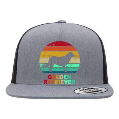 Golden Retriever Retro Silhouette Flat Bill Trucker Hat