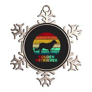 Golden Retriever Retro Silhouette Metallic Star Ornament