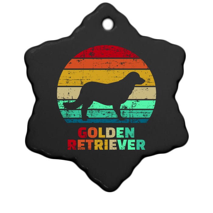 Golden Retriever Retro Silhouette Ceramic Star Ornament