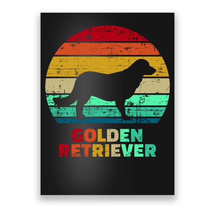 Golden Retriever Retro Silhouette Poster