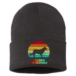 Golden Retriever Retro Silhouette Sustainable Knit Beanie